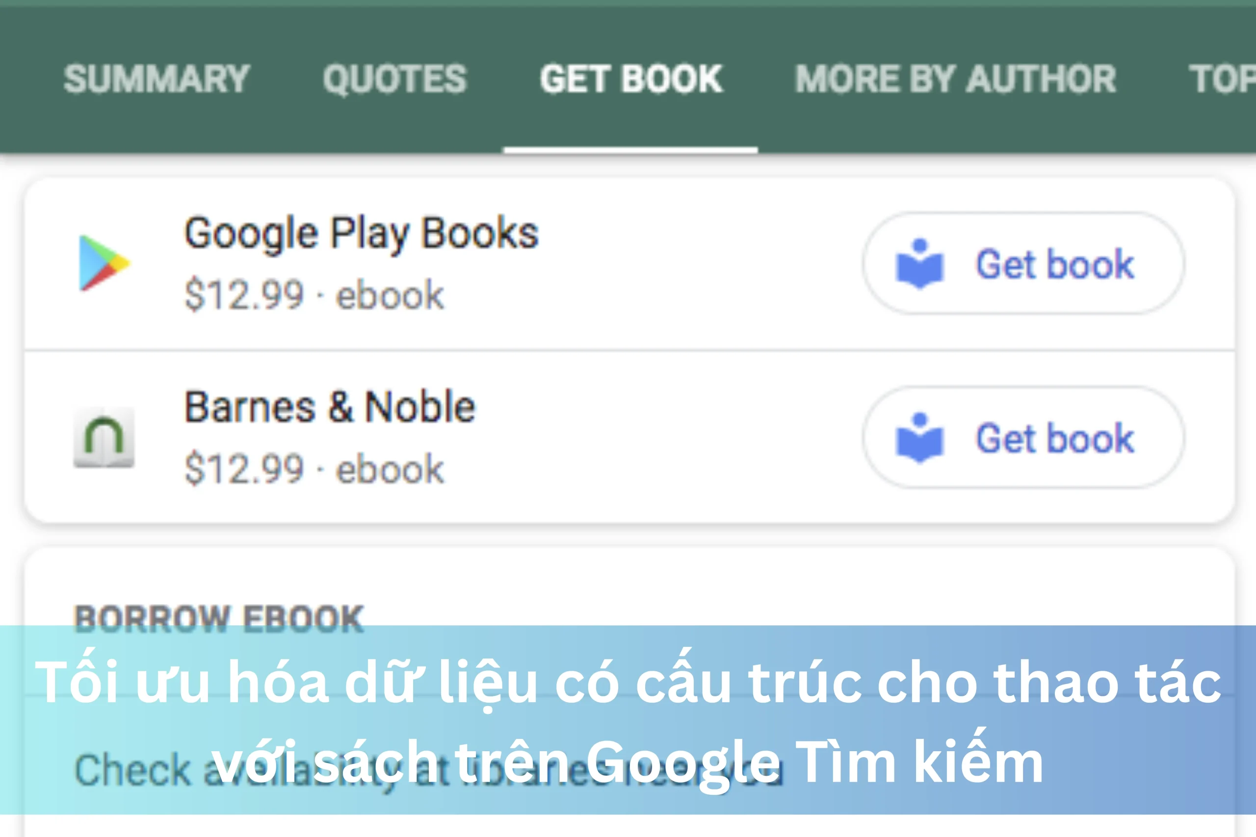 Ảnh đại diện của Tối ưu hóa dữ liệu có cấu trúc cho thao tác với sách trên Google Tìm kiếm