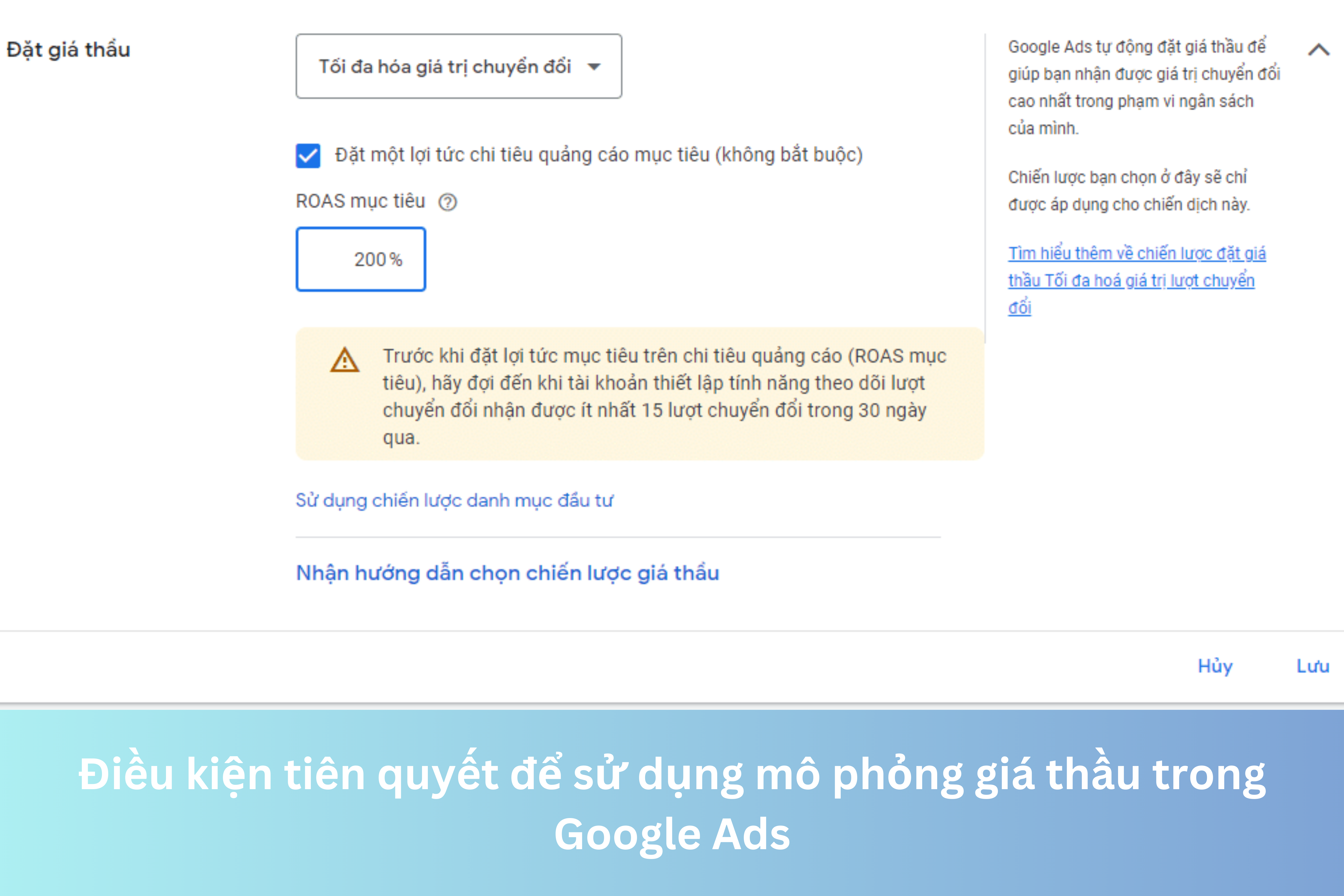 Ảnh đại diện của Điều kiện tiên quyết để sử dụng mô phỏng giá thầu trong Google Ads