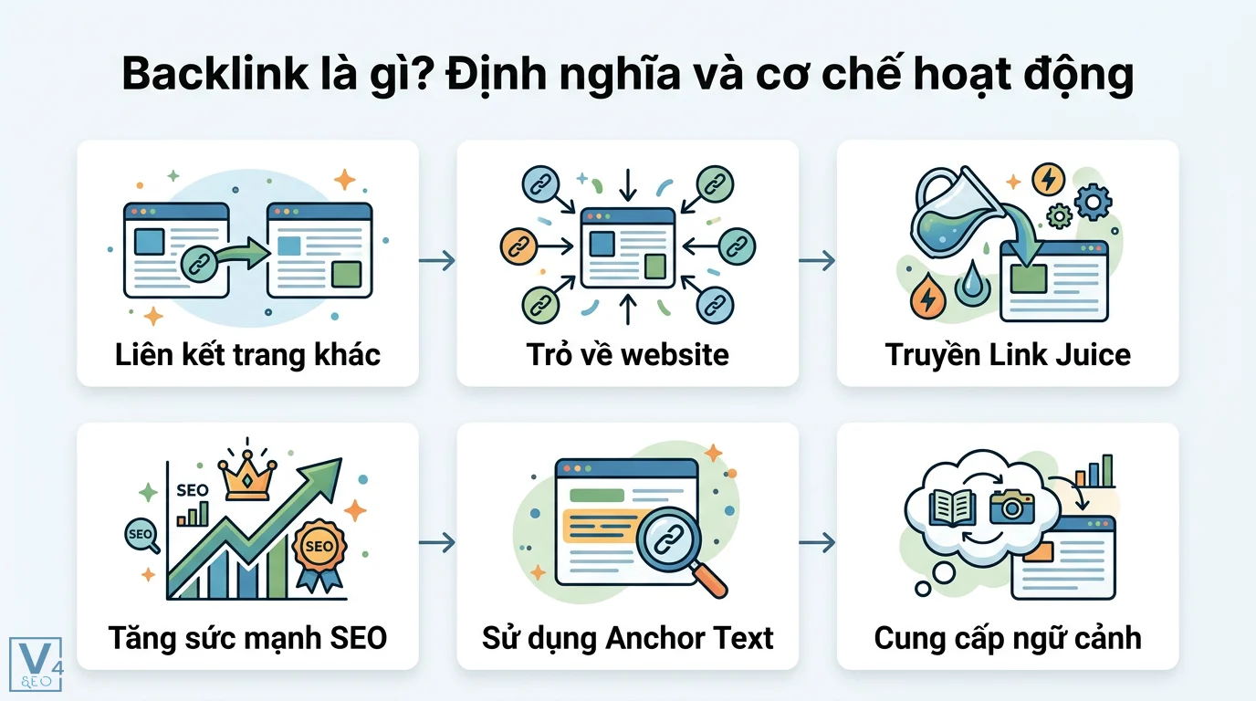 Backlink là gì? Cách xây dựng liên kết tự nhiên chuẩn SEO 2026 1 Backlink từ trang khác trỏ về website giúp truyền Link Juice tăng sức mạnh SEO và sử dụng Anchor Text phù hợp để cung cấp ngữ cảnh nội dung