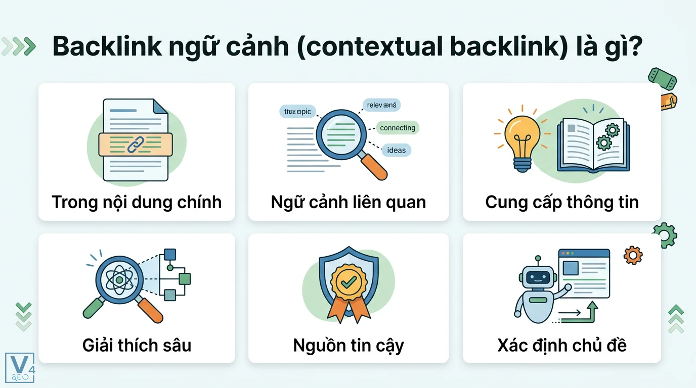 Backlink ngữ cảnh là gì? Cách đặt liên kết tự nhiên chuẩn E-E-A-T 1 Backlink ngữ cảnh đặt trong nội dung chính giúp cung cấp thông tin, giải thích sâu, xác định chủ đề và tăng độ tin cậy từ nguồn liên quan