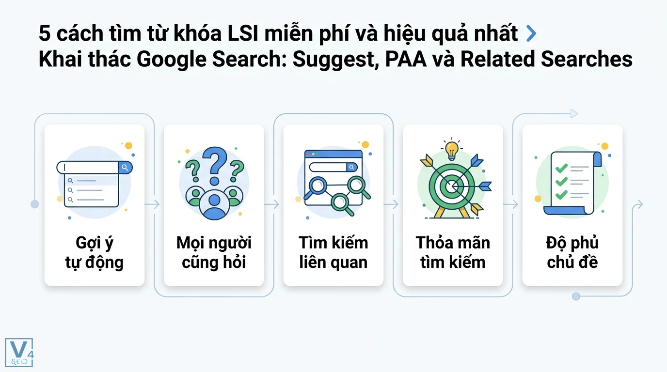 Thực Chiến LSI 2026: Tăng Cường Nội Dung SEO Với Từ Khóa LSI & AI 2 Cách tìm từ khóa LSI từ Google Suggest, PAA và Tìm kiếm liên quan giúp thỏa mãn ý định tìm kiếm và tăng độ phủ chủ đề cho bài viết