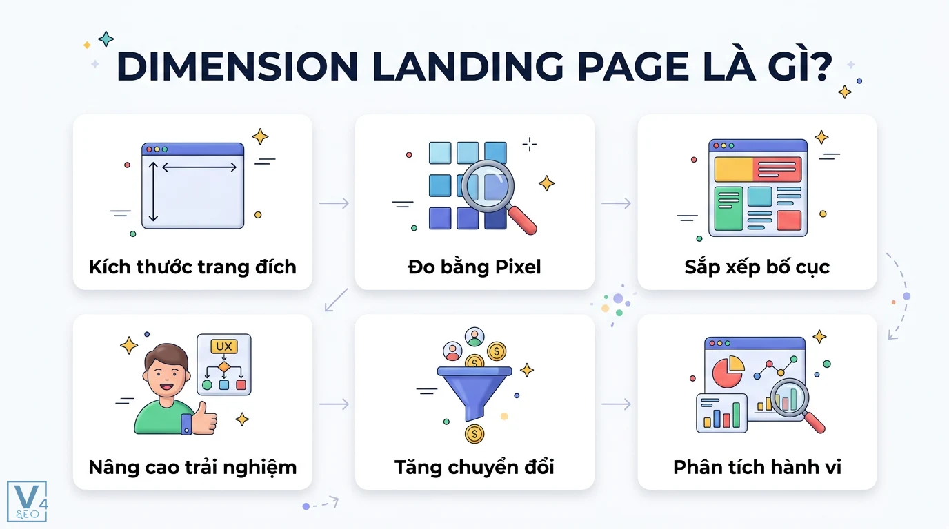 Dimension landing page là gì? Kích thước chuẩn UX và Mobile-first 1 Dimension landing page đo kích thước trang bằng pixel giúp tối ưu hiển thị, nâng cao trải nghiệm, tăng chuyển đổi và phân tích hành vi người dùng