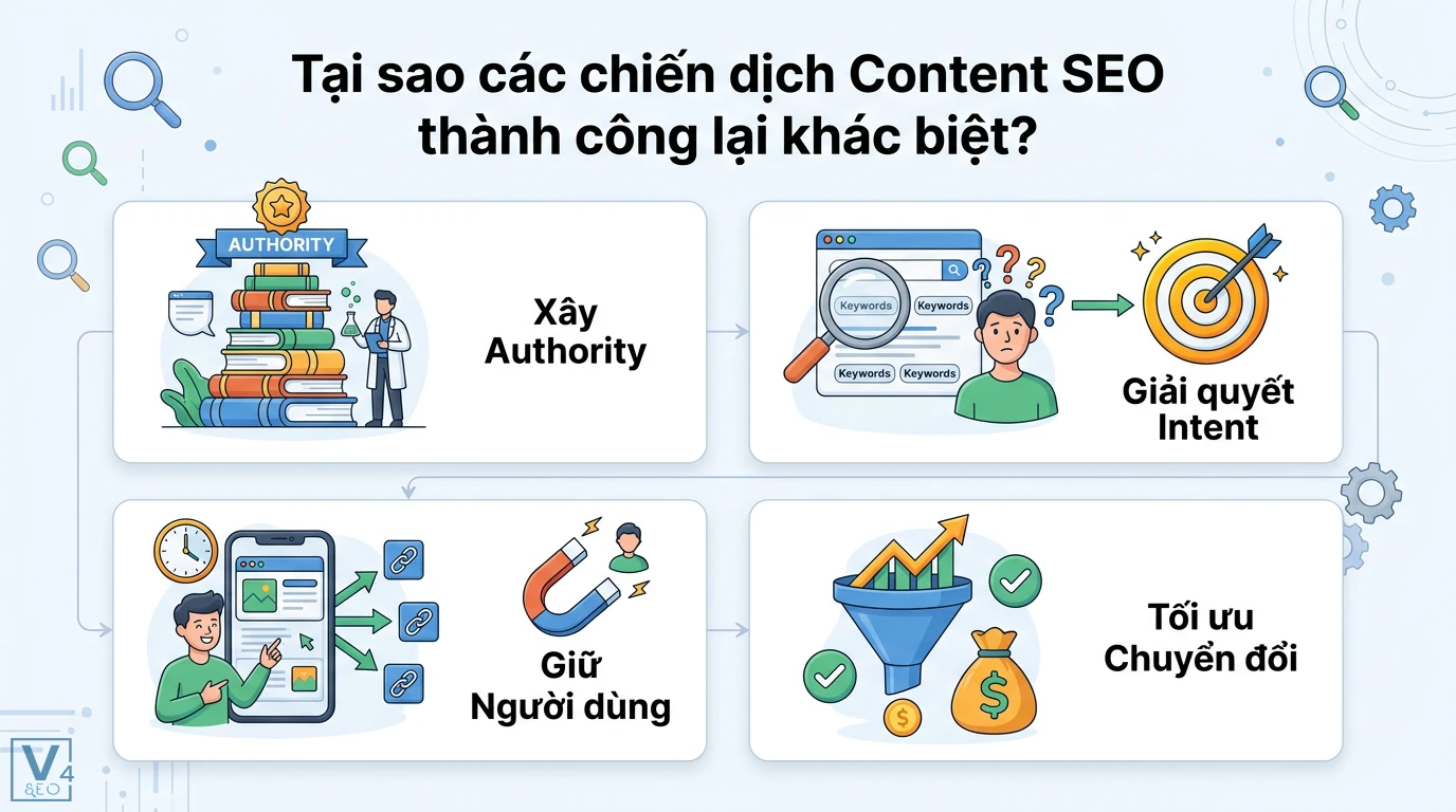 Học hỏi từ những chiến dịch Content SEO thành công nhất thế giới 1 Chiến dịch Content SEO thành công nhờ xây dựng Topical Authority, giải quyết User Intent, giữ chân người dùng và tối ưu hóa chuyển đổi