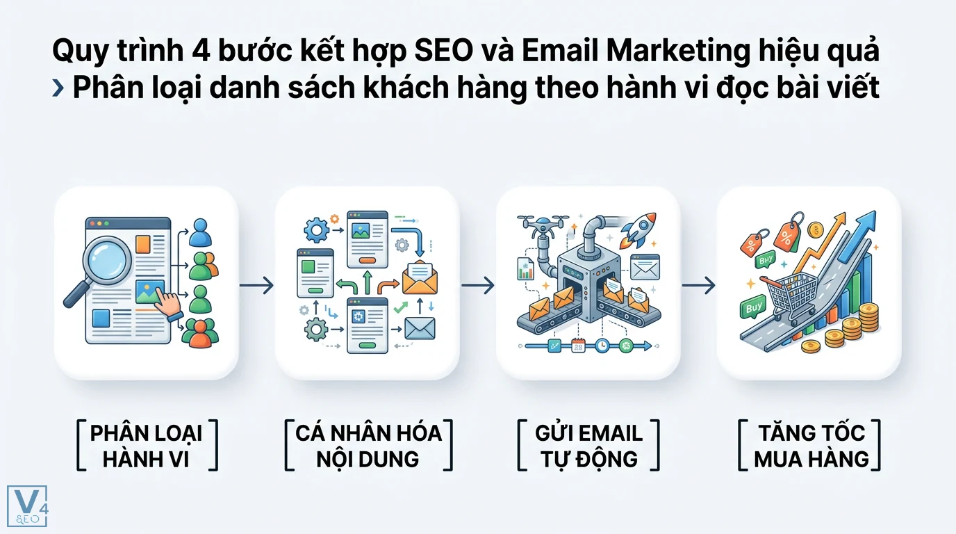 Kết hợp Content SEO với chiến lược Email Marketing hiệu quả nhất 2 Phân loại khách hàng theo hành vi đọc bài viết SEO để cá nhân hóa email tự động nhằm thúc đẩy quá trình ra quyết định mua hàng hiệu quả
