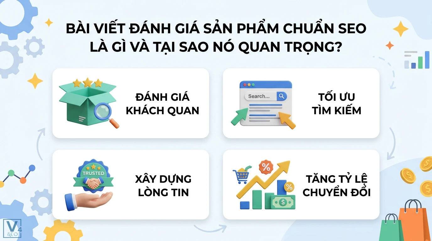 Làm sao để viết bài đánh giá sản phẩm chuẩn SEO: Tối ưu EEAT & Schema? 1 Bài viết đánh giá sản phẩm chuẩn SEO hỗ trợ tối ưu tìm kiếm, đánh giá khách quan, xây dựng lòng tin và tăng tỷ lệ chuyển đổi