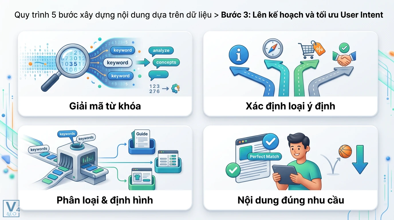 Làm sao để viết nội dung SEO dựa trên dữ liệu (Data-driven Content)? 2 Giải mã từ khóa và xác định ý định người dùng để phân loại định hình nội dung chuẩn xác giúp đáp ứng đúng nhu cầu và giảm tỷ lệ thoát trang