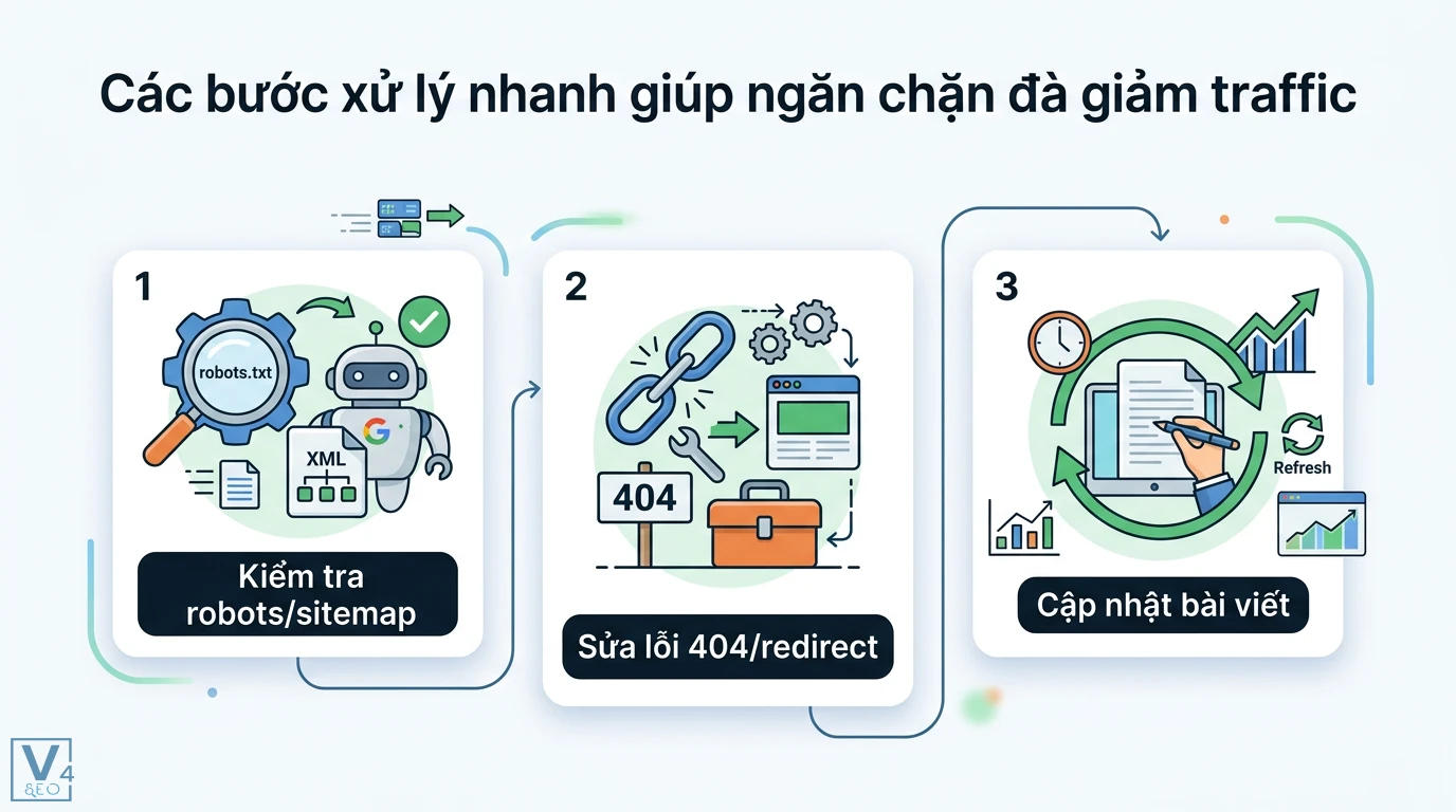 Chiến lược phục hồi thứ hạng sau mất traffic đột ngột chuẩn EEAT 3 Rà soát và xử lý backlink độc hại qua các bước xuất danh sách link, lọc domain rác, dùng Google Disavow để phục hồi thứ hạng website chuẩn EEAT