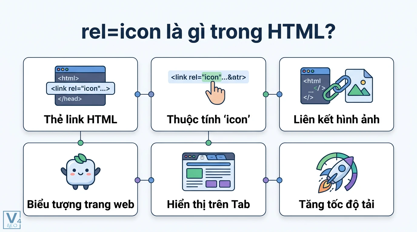 rel=icon là gì? Hướng dẫn cài đặt Favicon và mã HTML chuẩn SEO 1 rel=icon trong HTML giúp khai báo thẻ link để thiết lập biểu tượng favicon, hiển thị trên tab trình duyệt và tối ưu hóa tốc độ tải trang
