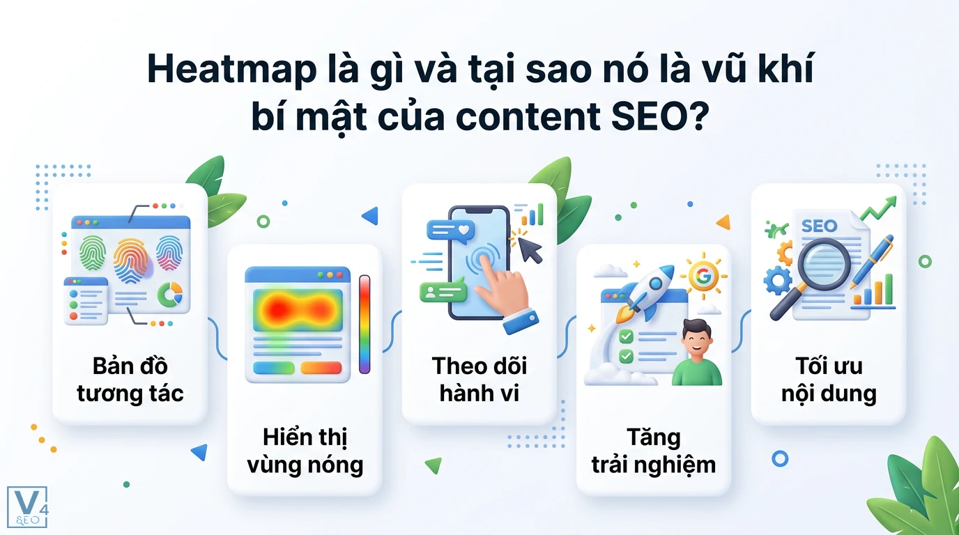 Sử dụng Heatmaps để tối ưu hóa Content SEO: Case study thực tế 1 Heatmap theo dõi hành vi qua bản đồ tương tác và hiển thị vùng nóng giúp tăng trải nghiệm người dùng và tối ưu hóa hiệu quả content SEO