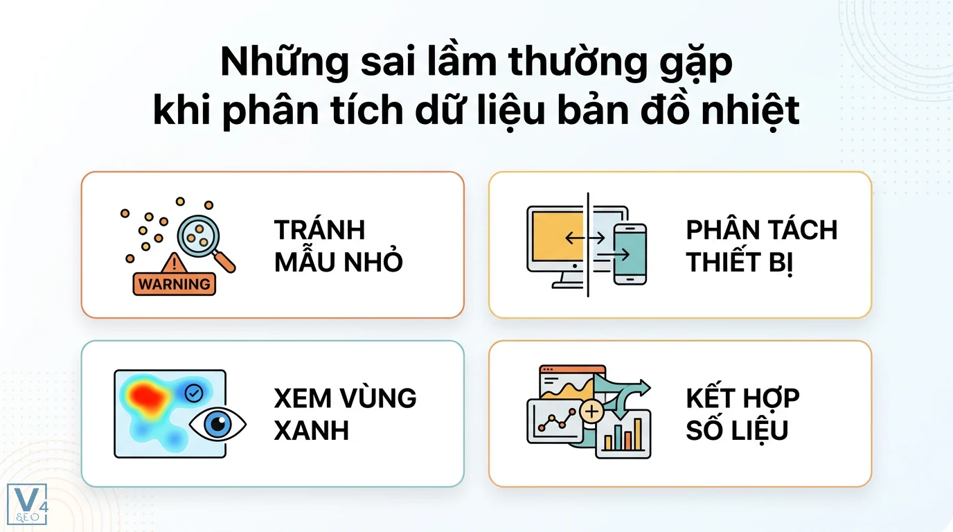 Sử dụng Heatmaps để tối ưu hóa Content SEO: Case study thực tế 3 Phân tích dữ liệu bản đồ nhiệt bằng cách tránh mẫu nhỏ, phân tách thiết bị, quan sát vùng xanh và kết hợp đa dạng các số liệu định lượng thực tế
