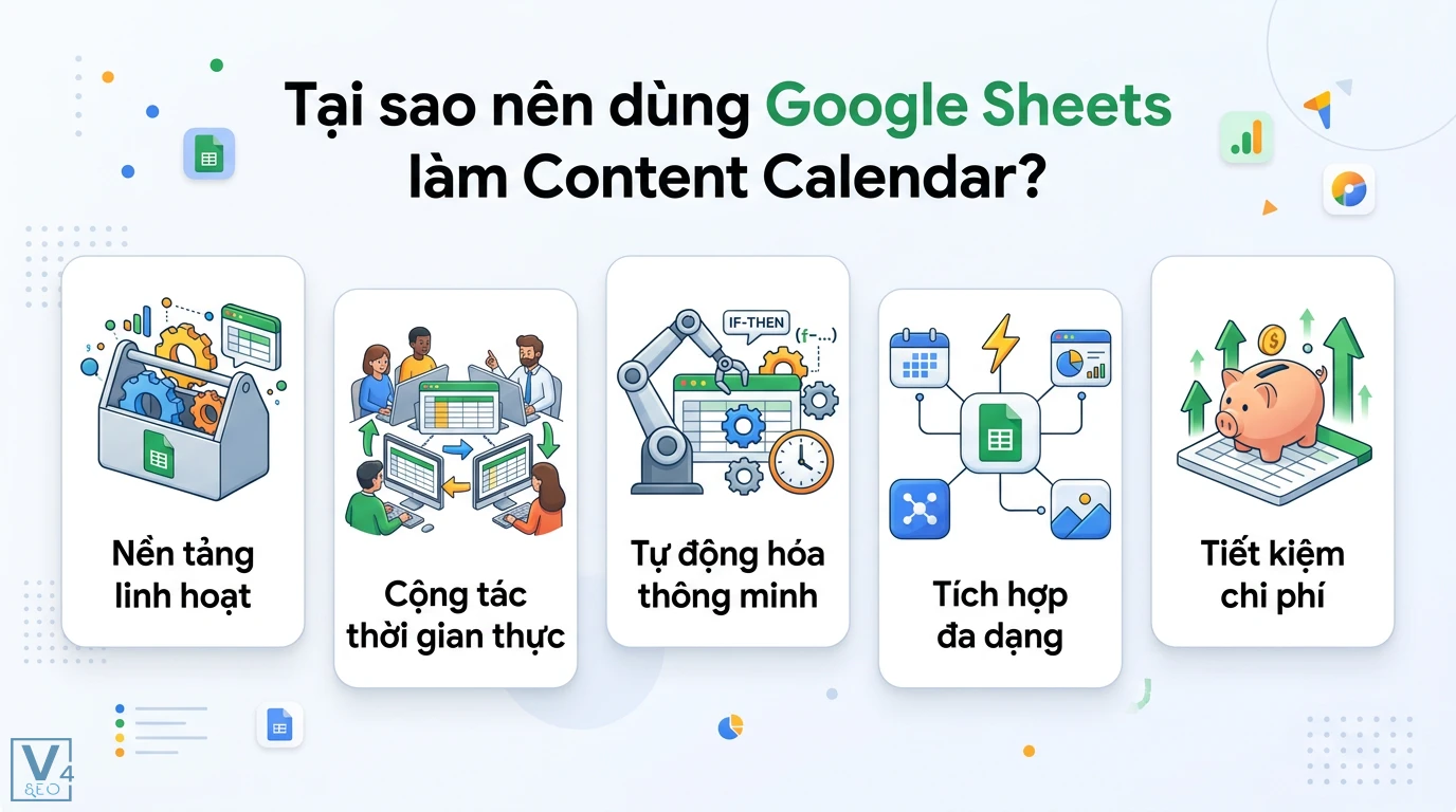 Thiết lập Content Calendar tự cập nhật bằng Google Sheets từ A-Z 3 Quy trình tải template Content Calendar miễn phí qua các bước truy cập link, tạo bản sao vào Google Drive và tùy chỉnh bảng tính chuẩn SEO