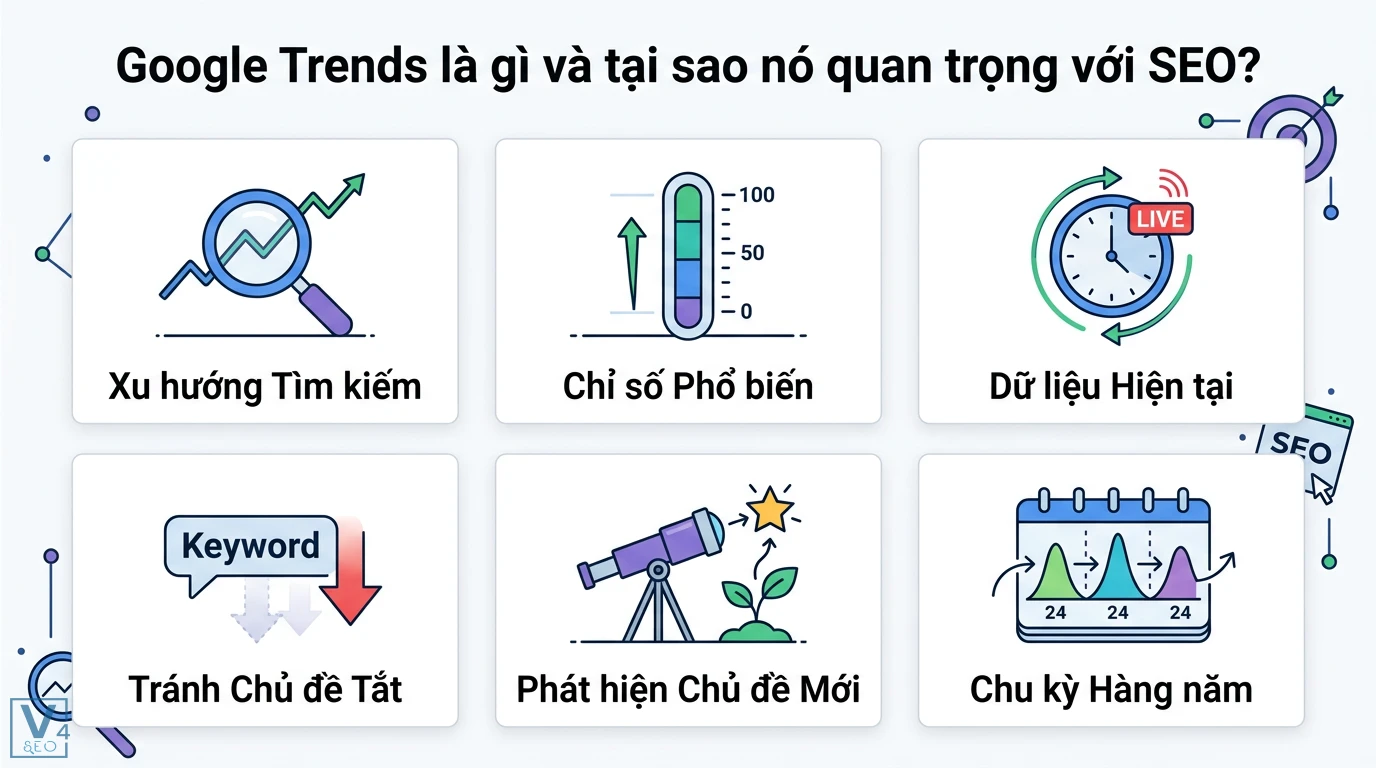 Tối ưu hóa nội dung với Google Trends để tăng traffic bền vững 1 Google Trends phân tích xu hướng tìm kiếm, chỉ số phổ biến và dữ liệu hiện tại giúp phát hiện chủ đề mới, tránh từ khóa tắt và tối ưu SEO