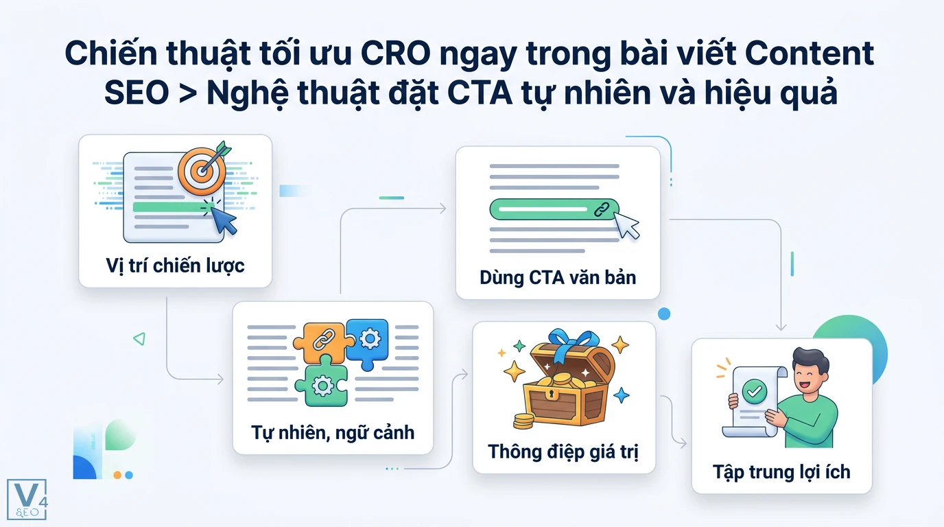 Tối ưu hóa tỷ lệ chuyển đổi (CRO) từ Content SEO qua Search Intent 2 Chiến thuật tối ưu CRO trong Content SEO bằng cách sử dụng CTA văn bản tự nhiên theo ngữ cảnh và thông điệp giá trị tại vị trí chiến lược
