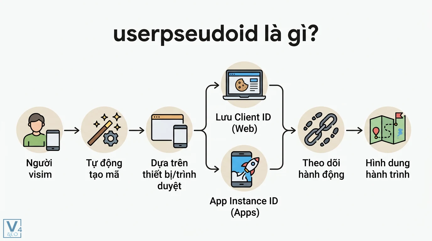 user_pseudo_id là gì? Phân biệt với user_id và cách dùng BigQuery 1 userpseudoid tự động tạo mã định danh từ thiết bị để lưu Client ID hoặc App Instance ID giúp theo dõi hành động và hình dung hành trình người dùng