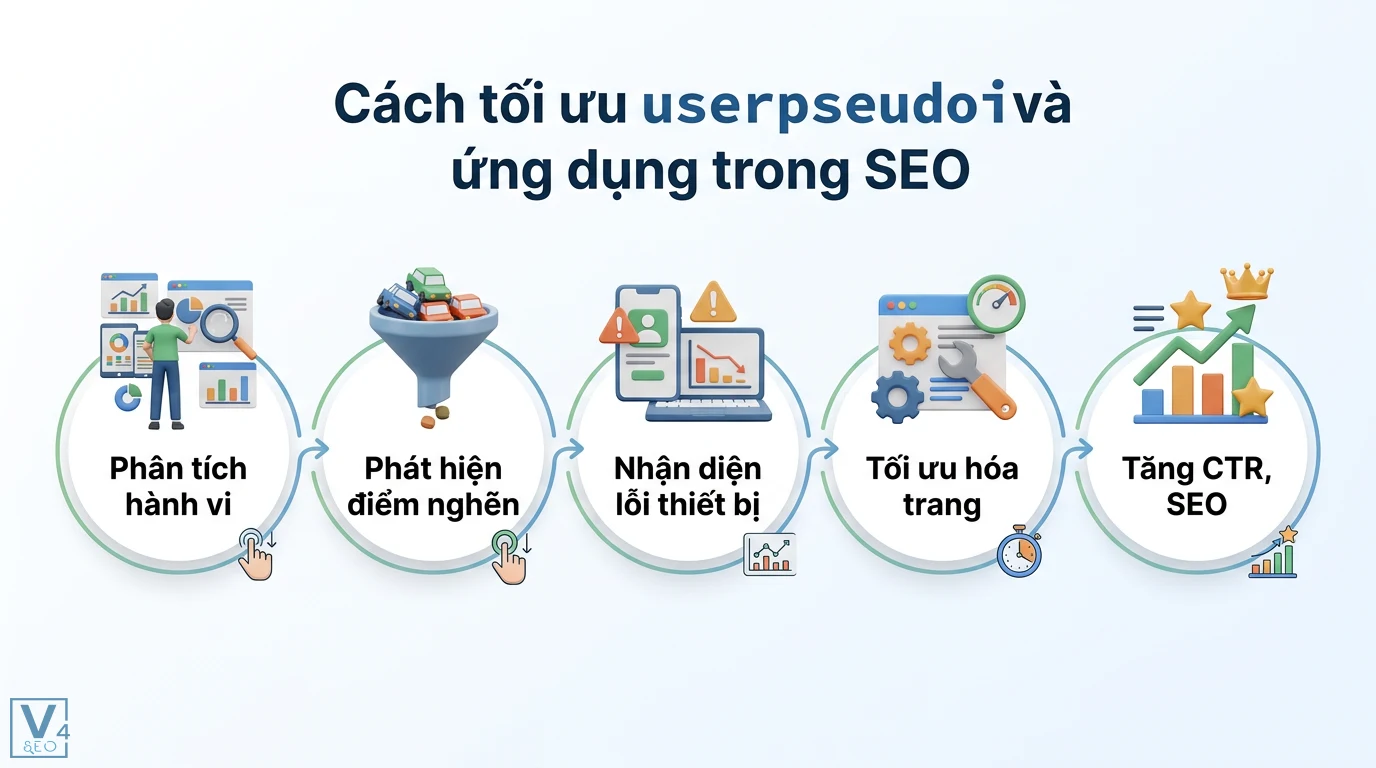 user_pseudo_id là gì? Phân biệt với user_id và cách dùng BigQuery 3 Tối ưu userpseudoid qua phân tích hành vi, phát hiện điểm nghẽn, nhận diện lỗi thiết bị, tối ưu hóa trang giúp tăng CTR và hiệu quả SEO