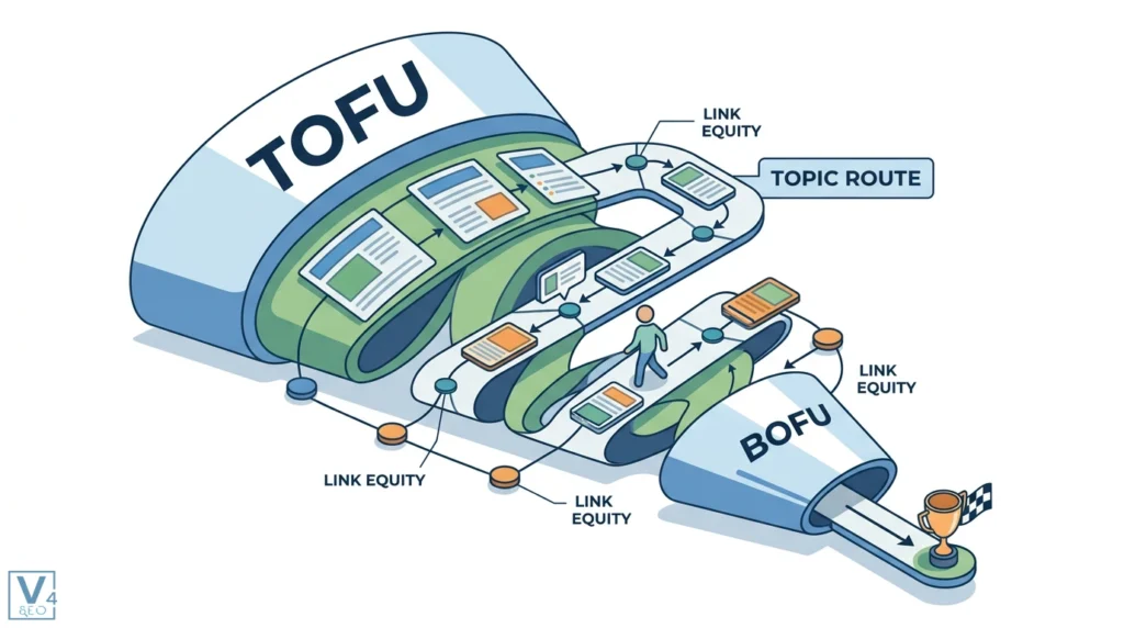 Cách xây Topic Route dẫn từ TOFU tới BOFU qua internal link 6 xay topic route toi uu dan loi doc gia tu dau pheu den cuoi pheu 0
