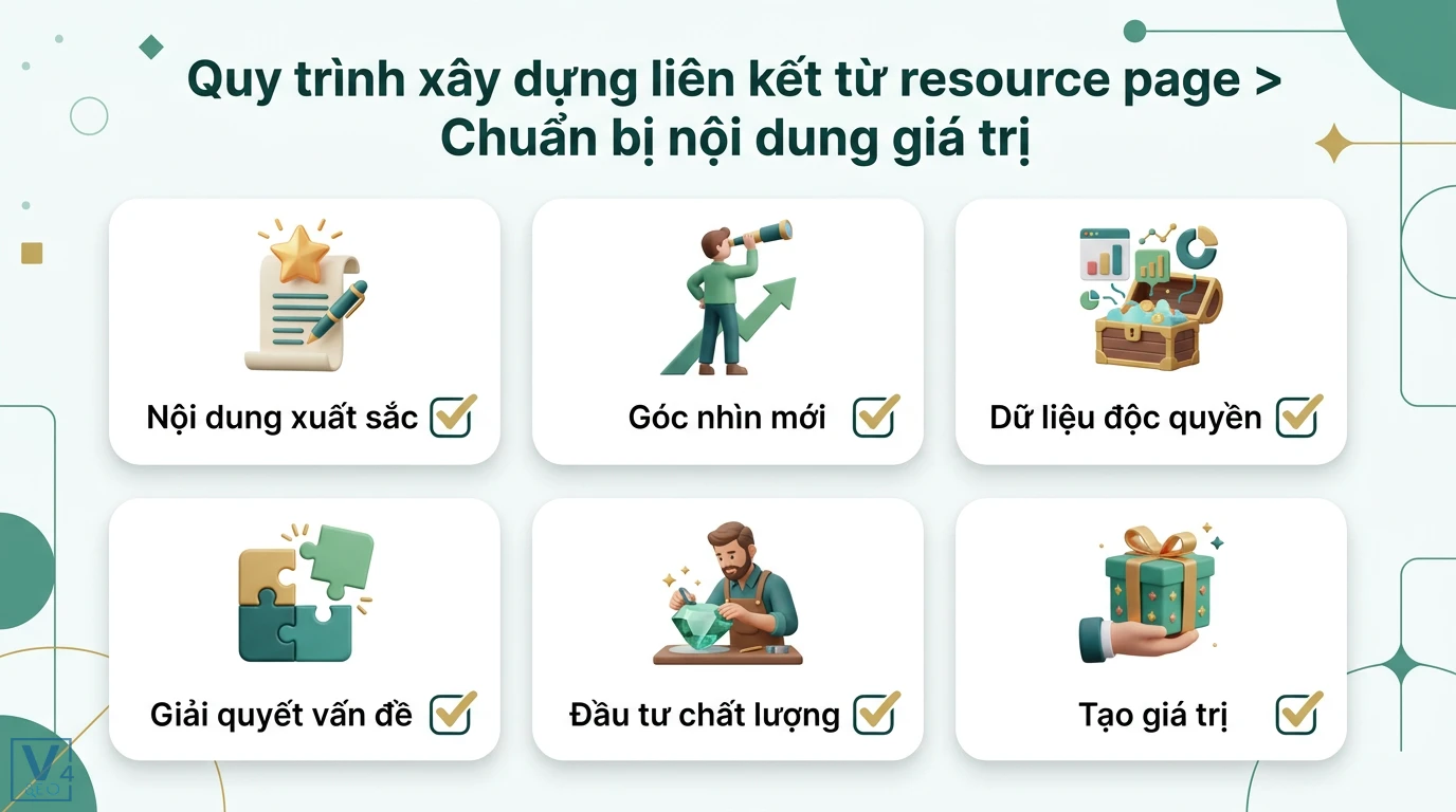 Xin link resource page là gì? Quy trình xây dựng backlink uy tín 2 Chuẩn bị nội dung giá trị xây dựng liên kết resource page với dữ liệu độc quyền, góc nhìn mới, nội dung xuất sắc và giải quyết vấn đề