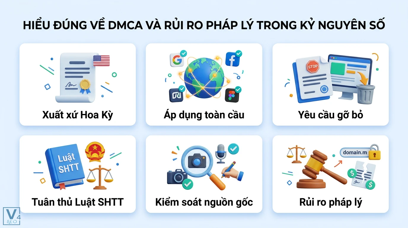 Xử lý báo cáo DMCA & giảm thiểu rủi ro pháp lý: Quy trình chuẩn 3 Quy trình phản hồi Counter-notice DMCA khi bị báo cáo nhầm gồm soạn văn bản, xác định URL, gửi ISP, chờ 10-14 ngày và khôi phục nội dung