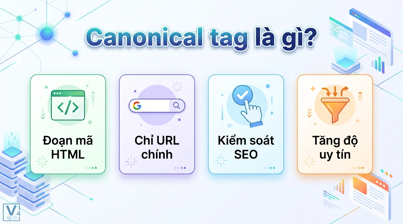 Canonical tag là gì? Triển khai URL chính tắc và checklist sửa lỗi 1 Canonical tag là đoạn mã HTML giúp xác định URL chính tắc nhằm kiểm soát SEO và tập trung giá trị liên kết để tăng độ uy tín cho website