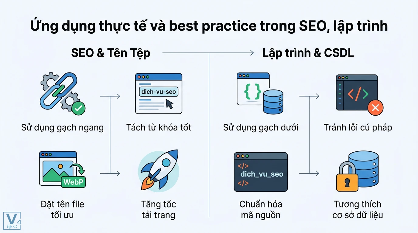 Dấu gạch ngang vs gạch dưới là gì? Phân biệt và cách dùng chuẩn 3 Các lỗi sai khi dùng dấu gạch ngang và gạch dưới trong tối ưu URL, lập trình code, soạn thảo văn bản và lỗi đặt tên file dữ liệu
