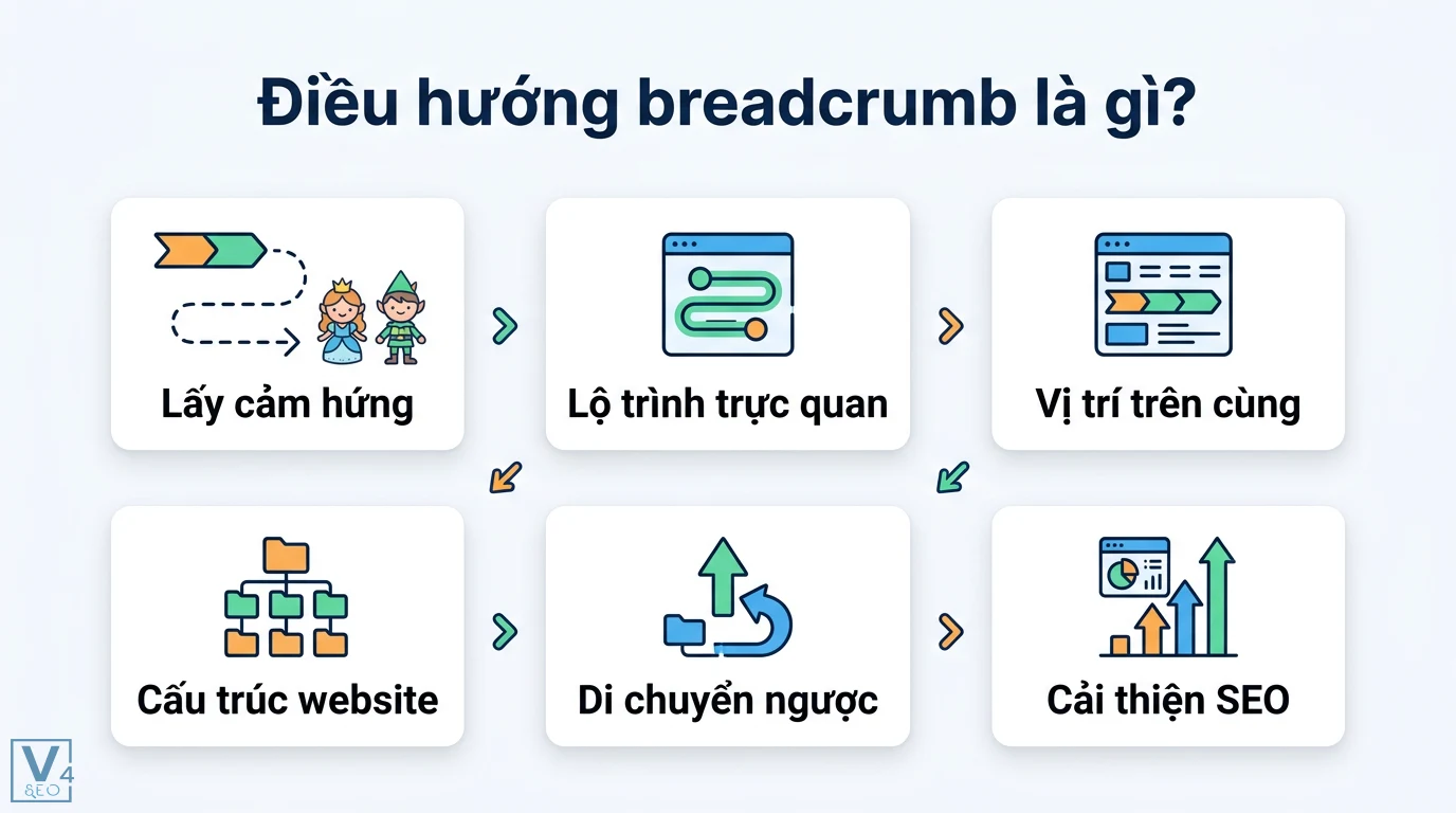 Điều hướng breadcrumb là gì? Cách tối ưu UX và Schema chuẩn SEO 1 Điều hướng breadcrumb tạo lộ trình trực quan và cấu trúc website giúp người dùng di chuyển ngược dễ dàng và cải thiện SEO