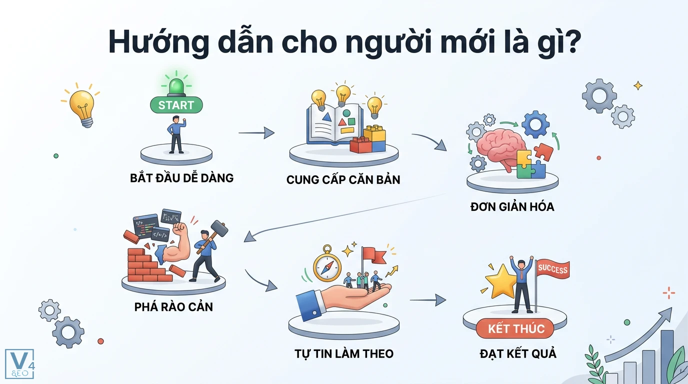 Hướng dẫn cho người mới là gì? Cách tạo tài liệu nhập môn hiệu quả 1 Hướng dẫn cho người mới giúp bắt đầu dễ dàng, cung cấp kiến thức căn bản, đơn giản hóa khái niệm và phá rào cản để đạt kết quả thành công