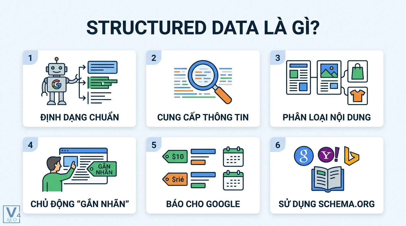 Hướng dẫn structured data là gì: Cách cài Schema JSON-LD chi tiết 1 Structured Data định dạng chuẩn giúp cung cấp thông tin phân loại nội dung và gắn nhãn Schema.org báo giá sản phẩm cùng thời gian cho Google