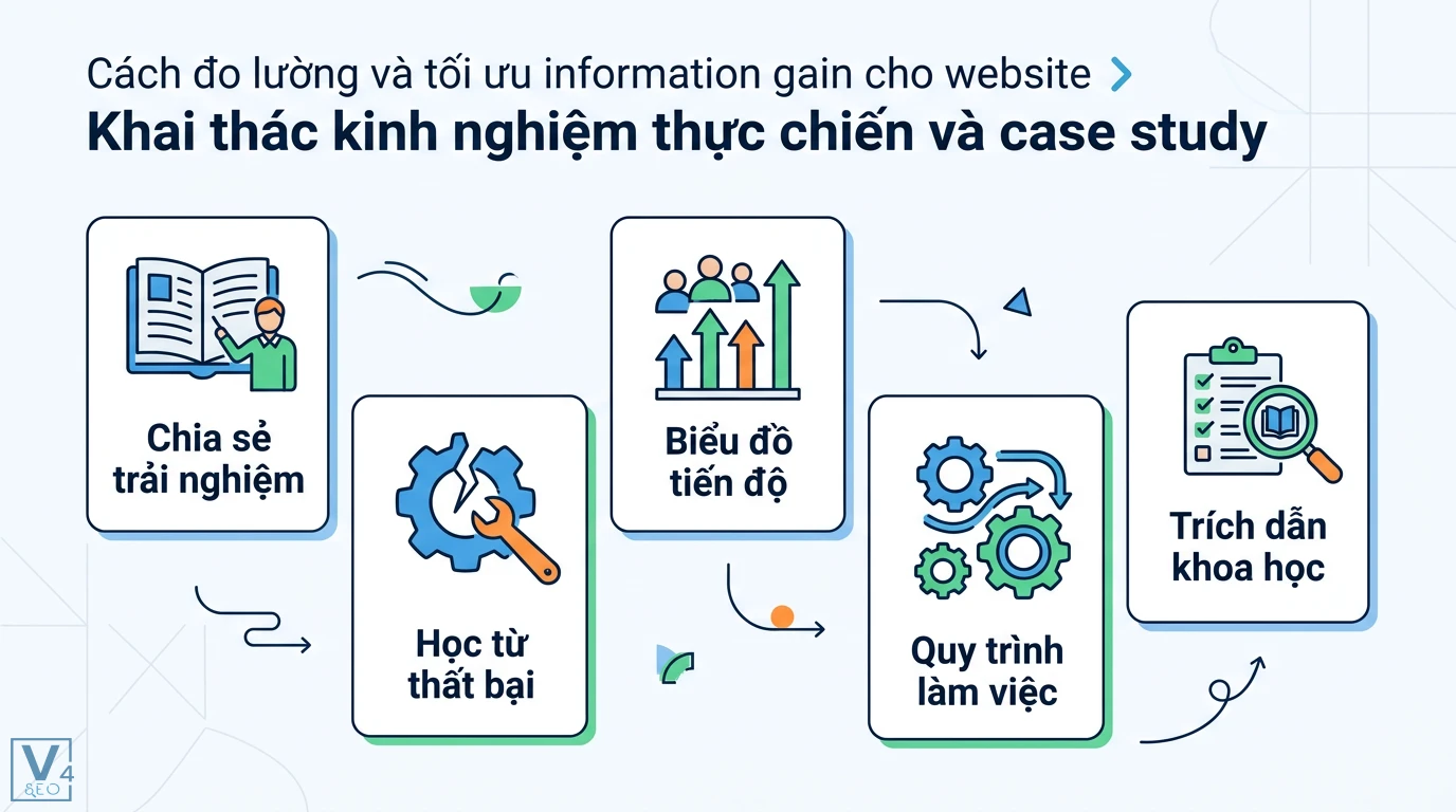Information gain là gì? Bí quyết tạo nội dung độc bản từ dữ liệu gốc 2 Tối ưu information gain qua kinh nghiệm thực chiến gồm chia sẻ trải nghiệm, học từ thất bại, quy trình làm việc và trích dẫn khoa học