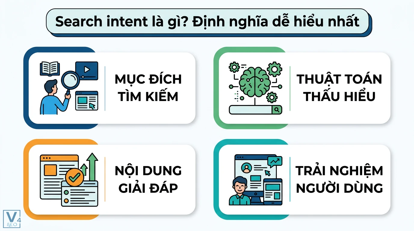 Intent của content là gì? 5 bước xác định và tối ưu Search Intent 1 Search intent là mục đích tìm kiếm được thuật toán thấu hiểu để cung cấp nội dung giải đáp phù hợp và tối ưu hóa trải nghiệm người dùng