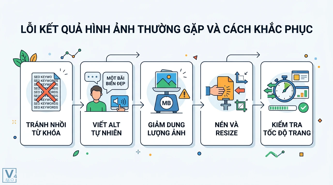 Kết quả hình ảnh là gì? Giải mã 3 định nghĩa đồ họa, AI và y khoa 3 Cách khắc phục lỗi SEO qua việc tránh nhồi từ khóa, viết Alt tự nhiên, giảm dung lượng, nén và resize nhằm tối ưu hóa tốc độ tải trang
