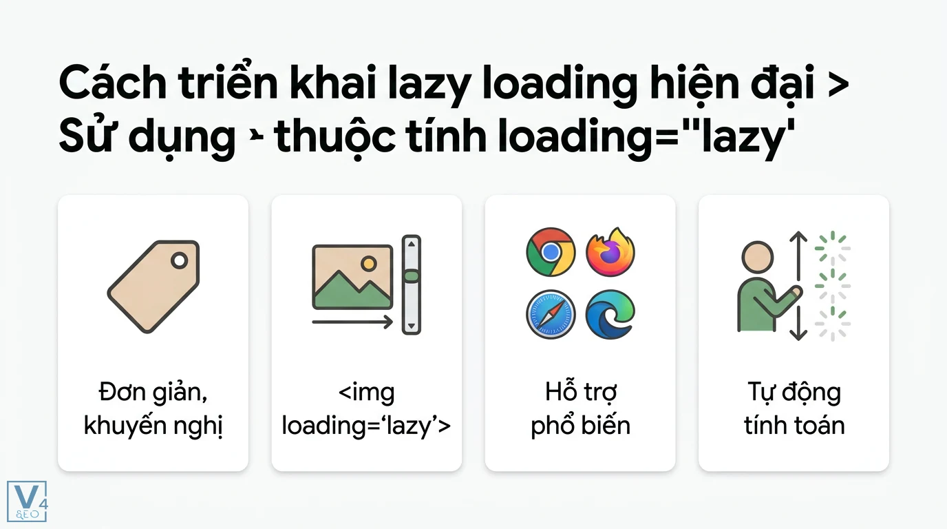 Lazy loading là gì? Cách dùng loading='lazy' tối ưu hiệu suất web 2 Sử dụng thuộc tính loading=lazy trong thẻ img đơn giản giúp tự động tính toán tải nội dung trên các trình duyệt phổ biến nhất