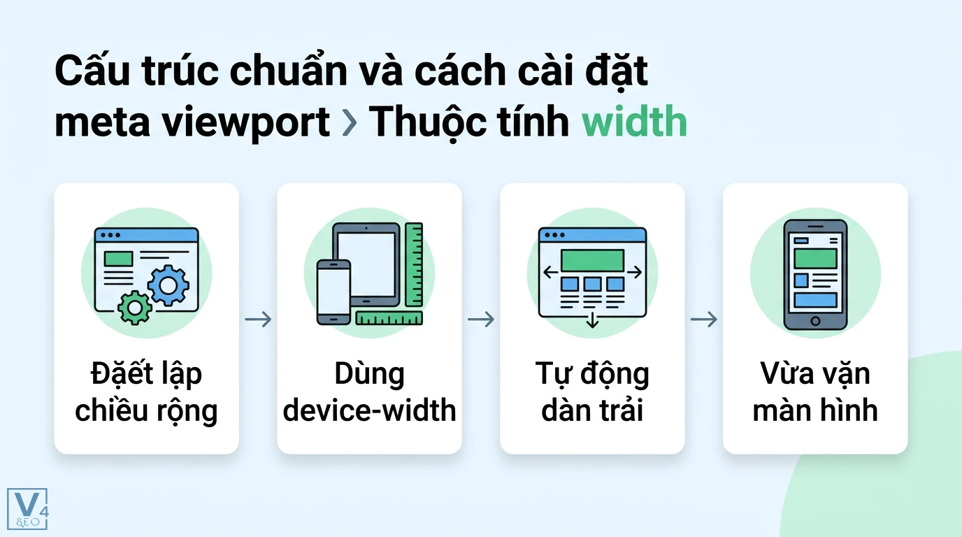 Meta viewport là gì? Cách cài đặt chuẩn Responsive Web Design 2 Cài đặt meta viewport width bằng device-width giúp nội dung tự động dàn trải vừa vặn trên màn hình điện thoại và máy tính bảng