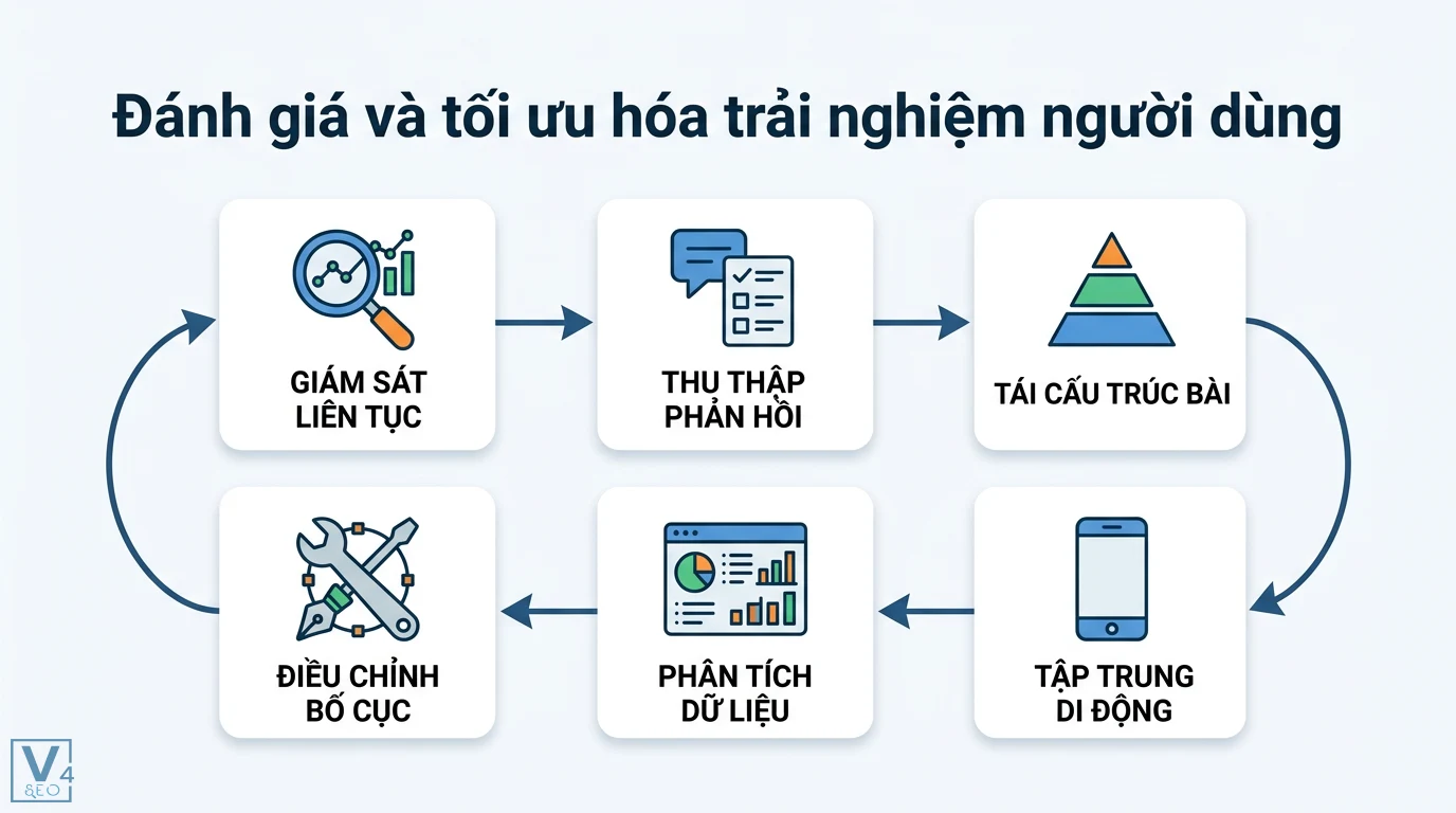 Mô hình kim tự tháp ngược là gì? Bí quyết quản trị và Content 2 Tối ưu hóa trải nghiệm người dùng qua giám sát, thu thập phản hồi, tái cấu trúc bài viết kim tự tháp ngược và phân tích dữ liệu di động