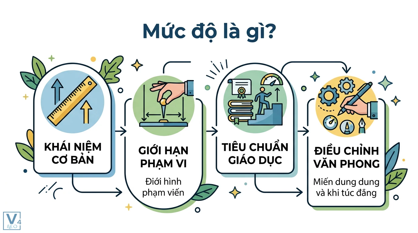 Mức độ đọc là gì? Cách xác định trình độ và thang đo khả năng đọc 3 Mức độ khái niệm cơ bản về giới hạn phạm vi và tiêu chuẩn giáo dục hỗ trợ người viết điều chỉnh văn phong phù hợp với năng lực tiếp thu