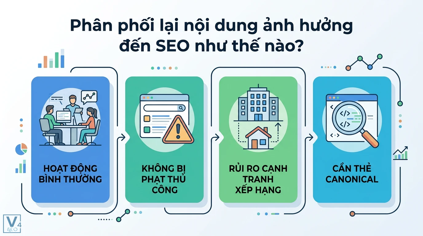 Phân phối lại nội dung (syndication) là gì? Cách tăng traffic 2 Phân phối lại nội dung chuẩn SEO bằng thẻ canonical để ngăn chặn rủi ro cạnh tranh xếp hạng và đảm bảo không bị Google áp dụng án phạt thủ công