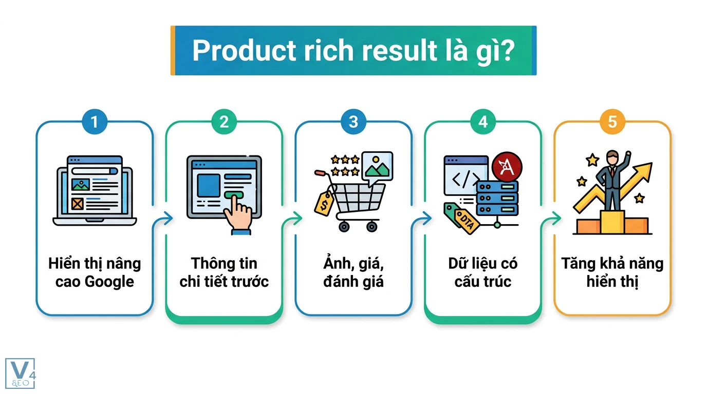 Product rich result là gì? Cách tạo Schema Product chuẩn JSON-LD 1 Product rich result hiển thị thông tin giá và đánh giá qua dữ liệu có cấu trúc giúp tối ưu khả năng hiển thị sản phẩm trên Google Search