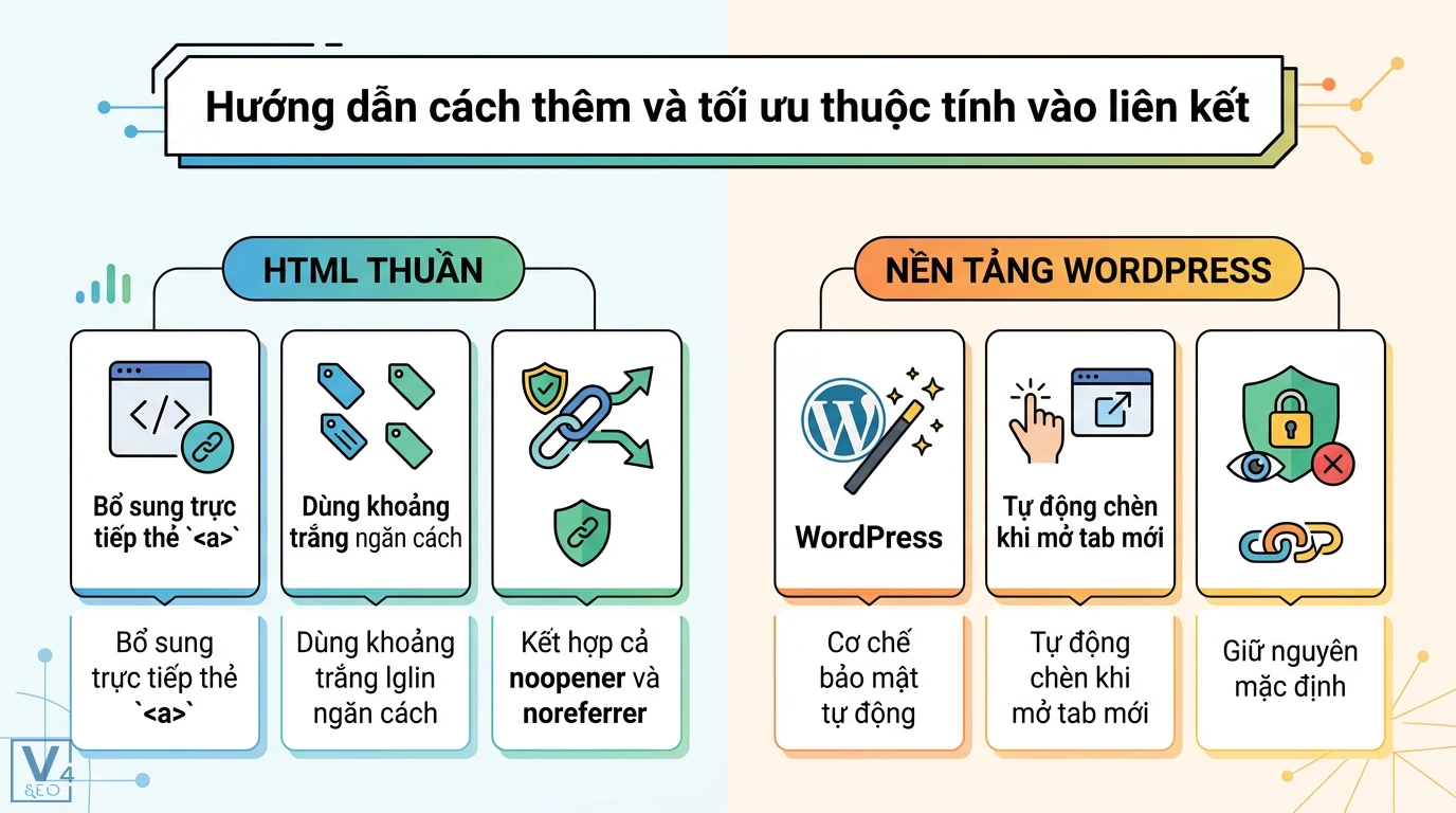 rel=noreferrer là gì? Tác động tới bảo mật và Google Analytics 4 Khắc phục lỗi rel=noreferrer cho liên kết nội bộ, affiliate và chống spam bằng cách gỡ bỏ hàng loạt hoặc thay thế bằng thẻ rel=nofollow
