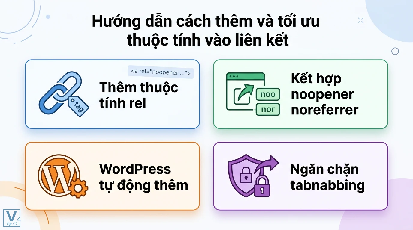 rel=noreferrer là gì? Tác động tới bảo mật và Google Analytics 2 Thêm thuộc tính rel noopener và noreferrer vào liên kết HTML hoặc WordPress để tối ưu bảo mật website và ngăn chặn lỗ hổng tabnabbing