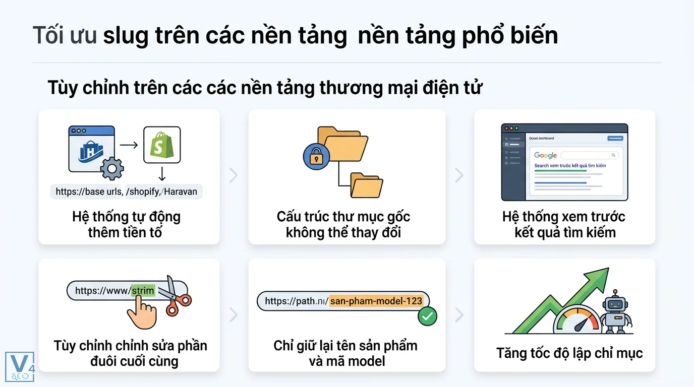Slug là gì? Hướng dẫn tối ưu URL chuẩn SEO và xử lý Redirect 301 2 Tối ưu slug trên Shopify và Haravan qua việc tùy chỉnh đuôi URL, giữ lại tên sản phẩm và mã model giúp tăng tốc độ lập chỉ mục tìm kiếm