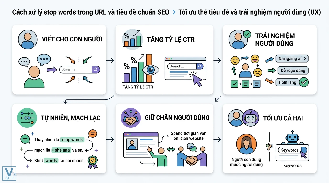 Stop words là gì? Cách xử lý từ dừng chuẩn Google NLP cho SEOer 3 Cách xử lý stop words trong tiêu đề SEO giúp tăng tỷ lệ CTR, nâng cao trải nghiệm UX và giữ chân người dùng bằng ngôn từ tự nhiên, mạch lạc