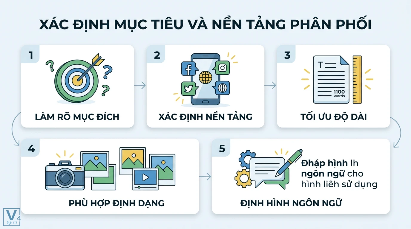 Template nội dung là gì? Cách dùng mẫu có sẵn để tối ưu Content 2 Xác định mục tiêu và nền tảng phân phối bằng cách làm rõ mục đích, chọn mạng xã hội, tối ưu độ dài, định dạng và phong cách ngôn ngữ