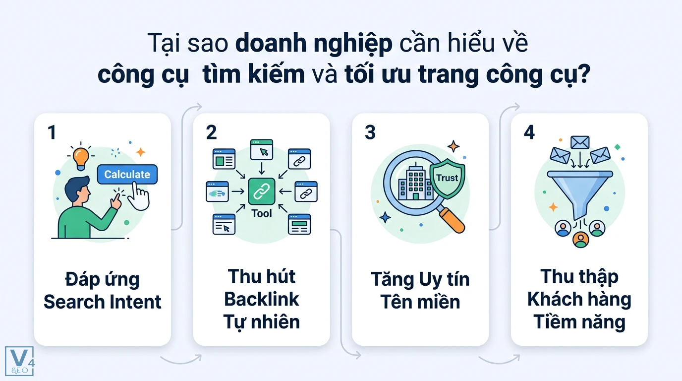 Trang công cụ là gì? Hiểu rõ cơ chế Google và vai trò trong SEO 2 Tối ưu trang công cụ giúp doanh nghiệp đáp ứng Search Intent, thu hút backlink tự nhiên, tăng uy tín tên miền và thu thập khách hàng tiềm năng