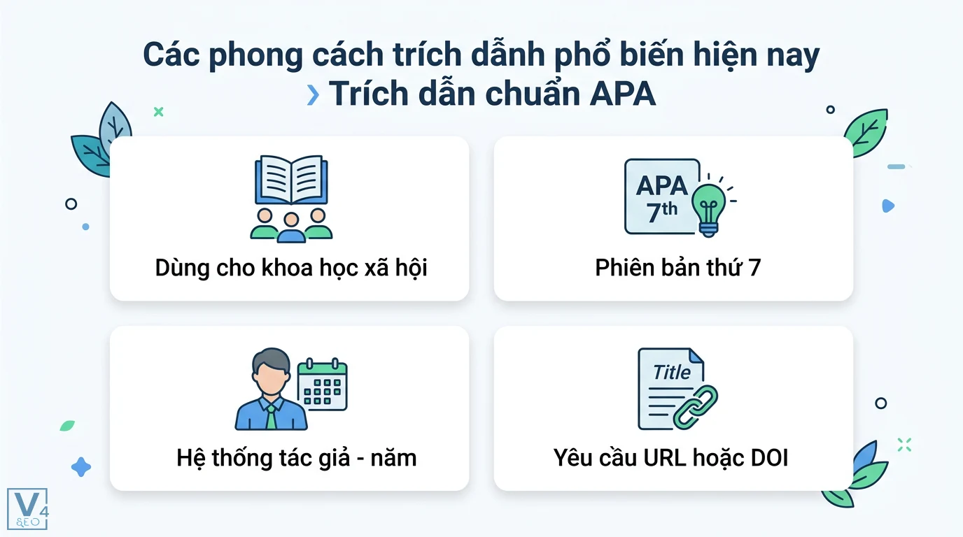 Trích dẫn nguồn là gì? Cách trích dẫn chuẩn APA và IEEE mới nhất 2 Trích dẫn chuẩn APA phiên bản thứ 7 cho khoa học xã hội với hệ thống tác giả - năm và yêu cầu URL hoặc DOI trong danh mục tài liệu tham khảo