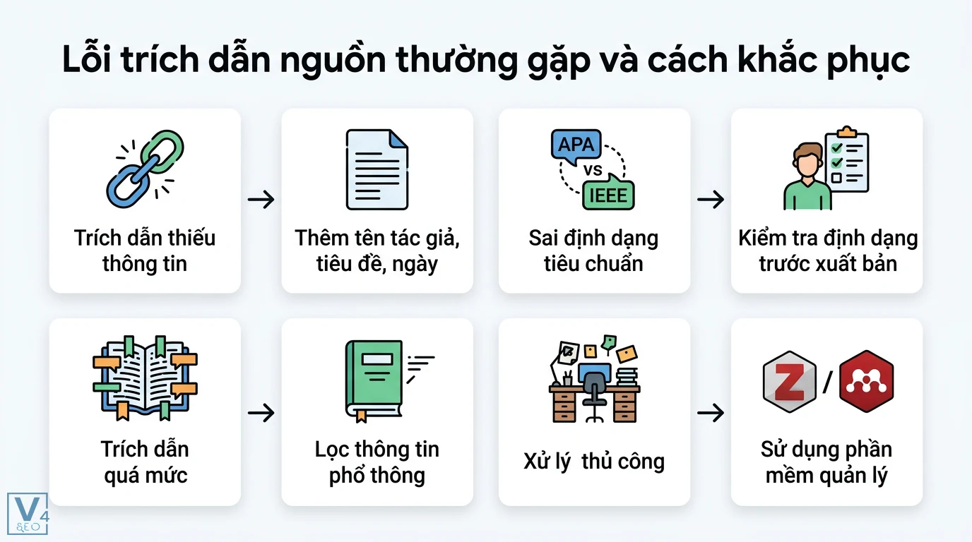 Trích dẫn nguồn là gì? Cách trích dẫn chuẩn APA và IEEE mới nhất 3 Khắc phục lỗi trích dẫn nguồn thiếu thông tin, sai định dạng APA và IEEE bằng cách bổ sung dữ liệu hoặc dùng phần mềm quản lý Zotero, Mendeley