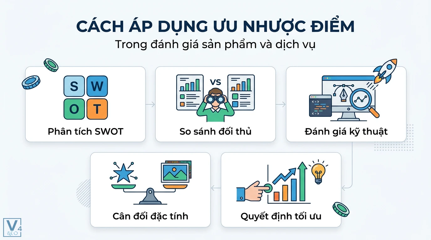 Ưu nhược điểm là gì? Cách nhận diện và biến điểm yếu thành thế mạnh 2 Phân tích SWOT, so sánh đối thủ và đánh giá kỹ thuật nhằm cân đối đặc tính sản phẩm để đưa ra quyết định tối ưu trong đánh giá dịch vụ