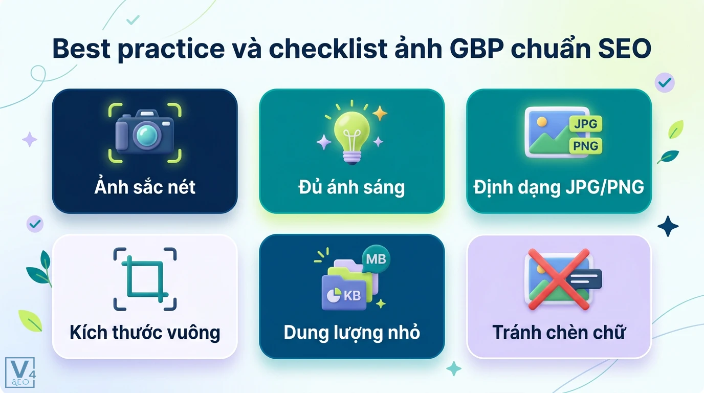 Ảnh GBP là gì? Tìm hiểu đồng Bảng Anh và tỷ giá GBP/USD mới nhất 3 Checklist ảnh GBP chuẩn SEO gồm tiêu chí sắc nét, đủ ánh sáng, định dạng JPG/PNG, kích thước vuông, dung lượng nhỏ và tránh chèn chữ