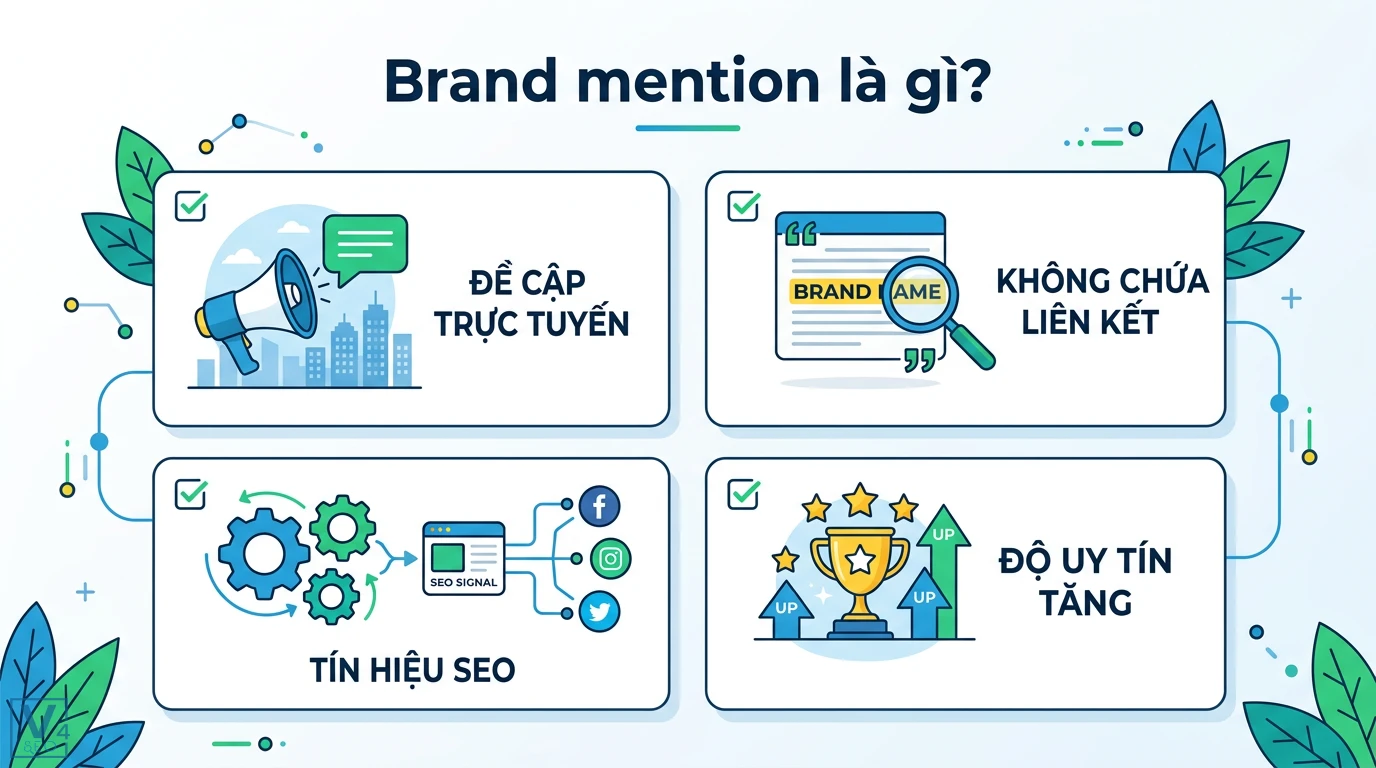 Brand mentions là gì? Cách tối ưu Entity SEO và GEO hiệu quả 1 Brand mention là các đề cập trực tuyến không chứa liên kết đóng vai trò tín hiệu SEO quan trọng giúp tăng mức độ uy tín của thương hiệu