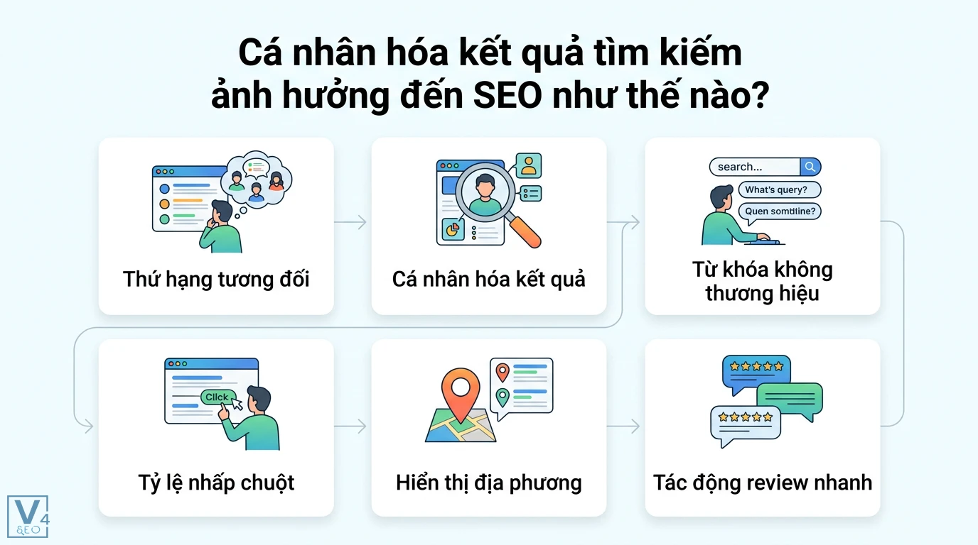 Cá nhân hóa kết quả tìm kiếm là gì? Phân biệt Google và Marketing 2 Cá nhân hóa kết quả tìm kiếm ảnh hưởng đến SEO qua thứ hạng tương đối từ khóa không thương hiệu tỷ lệ nhấp chuột và tác động review nhanh