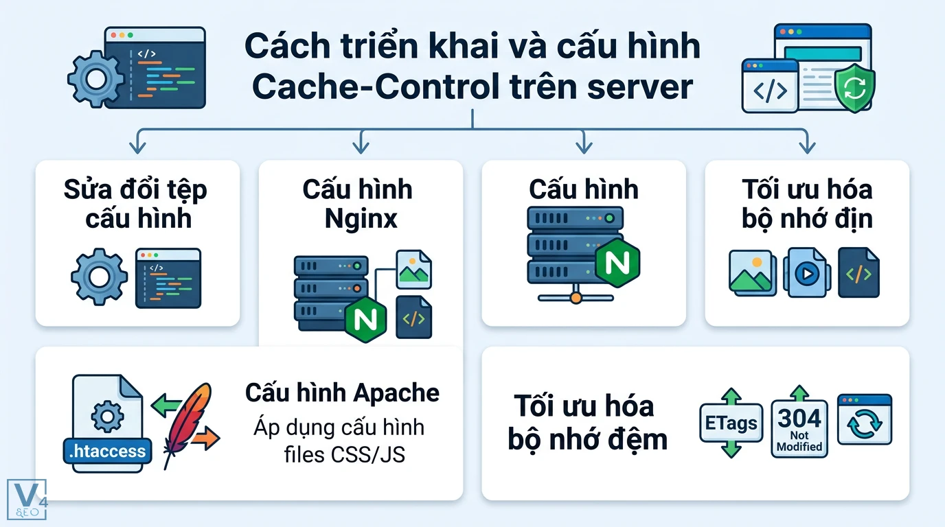 Cache-Control là gì? Hướng dẫn cấu hình và tối ưu HTTP Header 2 Cấu hình Cache-Control trên server Nginx và Apache, sửa đổi tệp .htaccess và sử dụng ETags, 304 Not Modified để tối ưu hóa bộ nhớ đệm