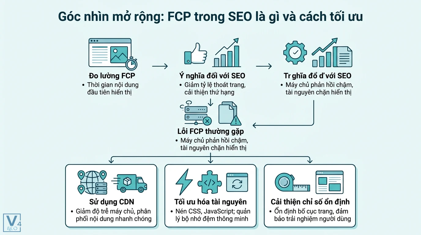 FCP là gì? Tìm hiểu về Quỹ đầu tư chung và cách phân biệt SICAV 3 FCP trong SEO đo lường thời gian hiển thị nội dung, khắc phục lỗi máy chủ phản hồi chậm và tối ưu tốc độ tải trang bằng CDN, nén tài nguyên